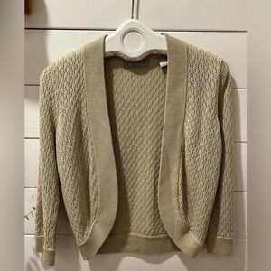 LIZ CLAIBORNE tan open front cardigan size M